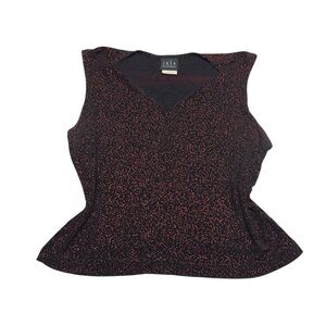 Y2K Red Sparkle Shimmer Club V-Neck Blouse JKLA